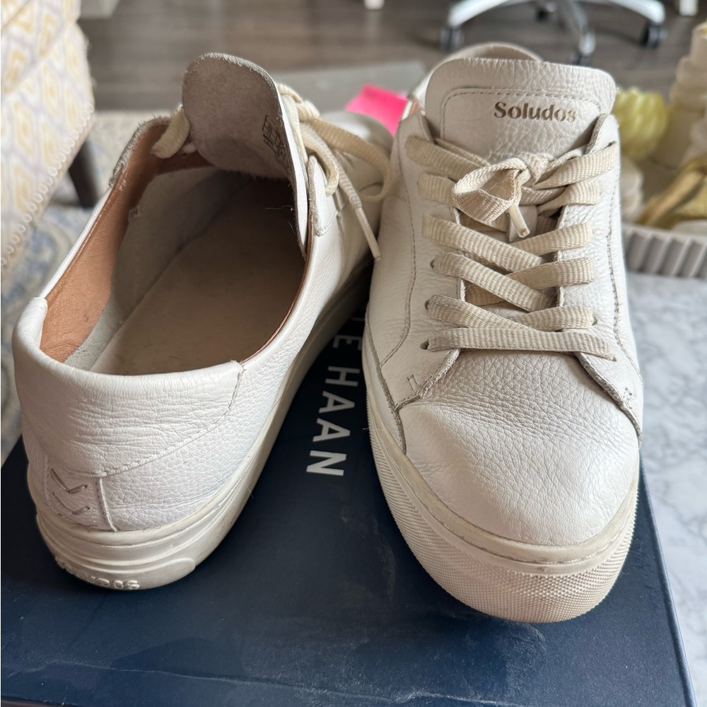 Soludos Off-White Leather Sneakers- Slightly worn